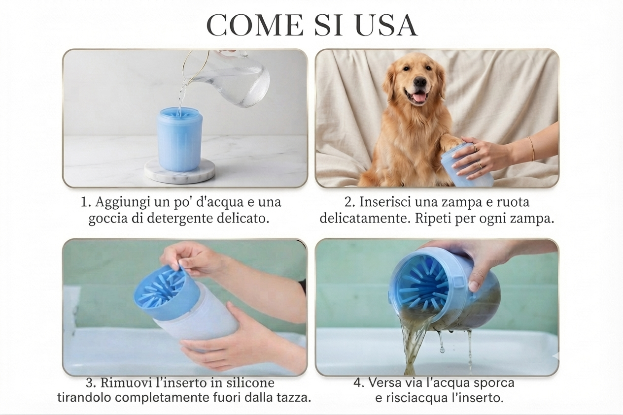 Tazza per pulire le zampe dei tuoi animali